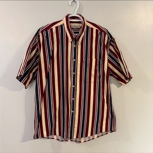 Vintage Natural Issue Striped button up shirt men’s medium 100% Cotton Preppy